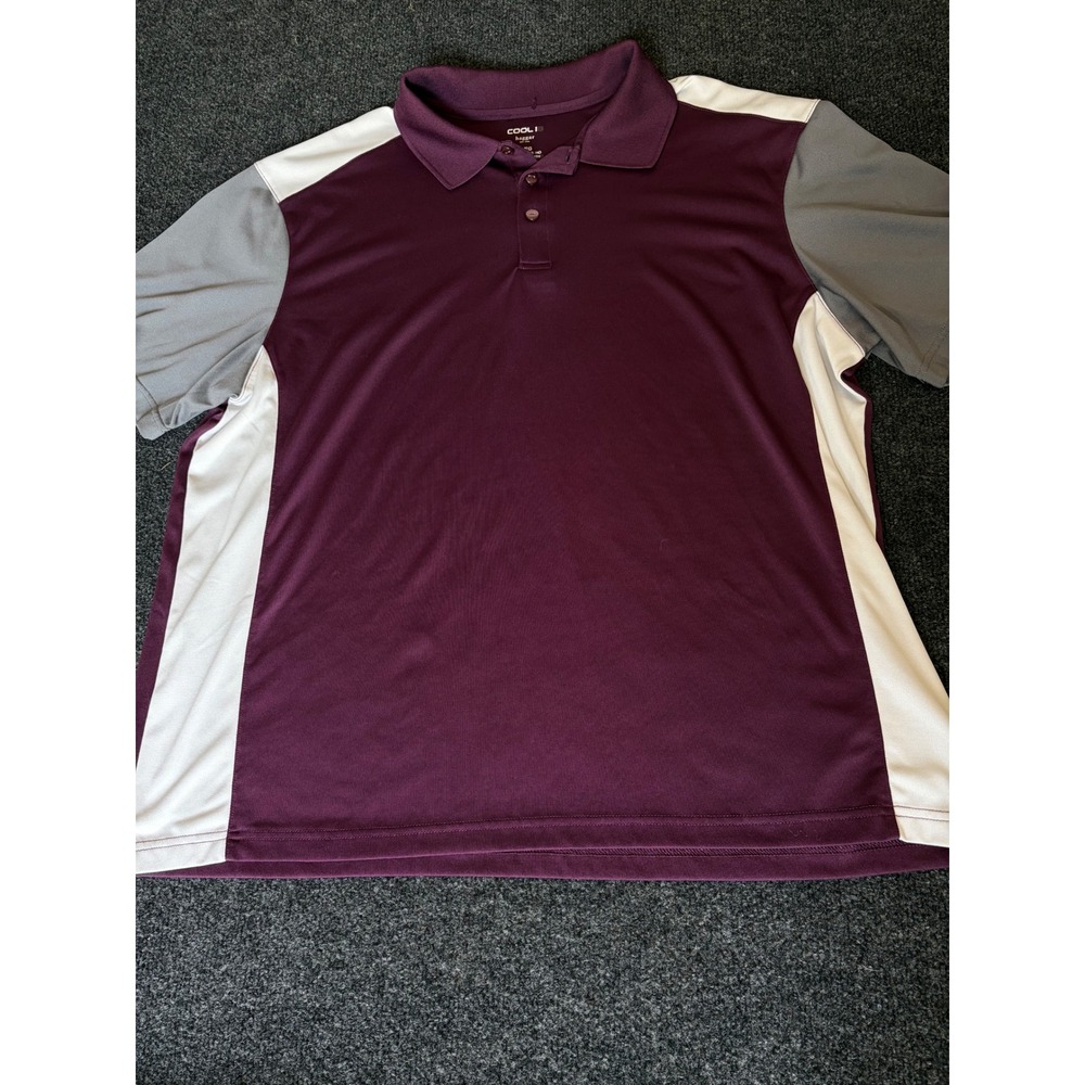 Haggar Cool 18 Mens XL Polo Shirt Burgundy Grey Colorblock Performance Golf Tee
